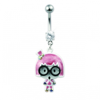 Bauchnabelpiercing mit Mädchen + Brille