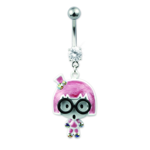 Bauchnabelpiercing mit Mädchen + Brille