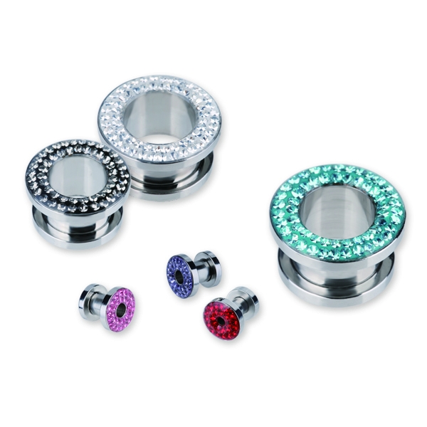 Surgical Steel Tunnel + Crystal
